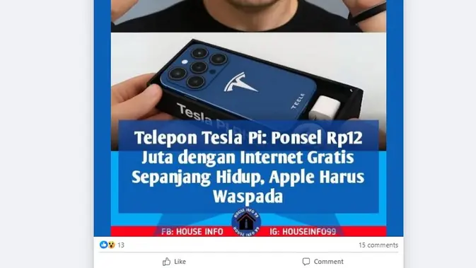 Hoaks Ponsel Tesla Pi Phone Pesaing Berat iPhone Beredar di Facebook