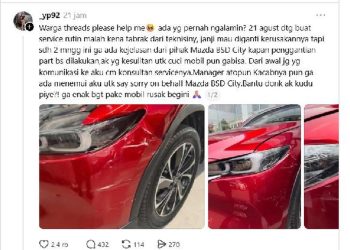 Mobil Ditabrak Saat Servis, Pemilik Keluhkan Sikap Dealer Resmi