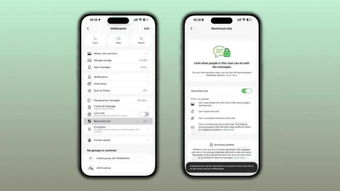 WhatsApp Uji Fitur Chat Terbatas untuk Cegah AI Menyadap Pesan, Berikut Cara Kerjanya